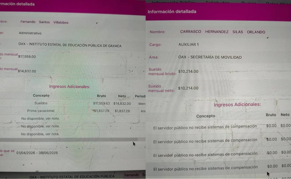 Foto: Captura de pantalla Plataforma Nacional de Transparencia