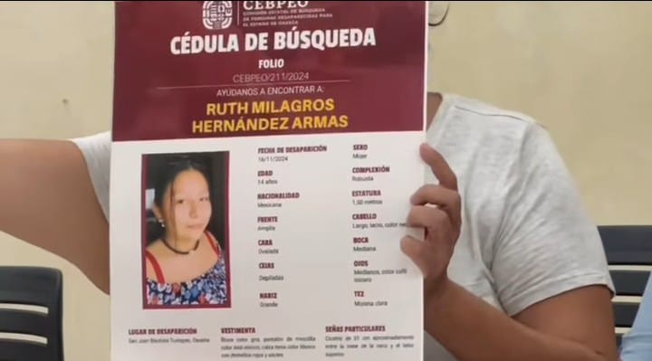 Acusan a la Fiscalía de Oaxaca de entorpecer la búsqueda de la menor Ruth Hernández, desaparecida hace 7 meses