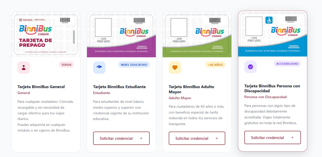 Puedes solicitar tu tarjeta preferencial del BinniBus a través del portal en línea. Foto: tarjetabinnibus.oaxaca.gob.mx