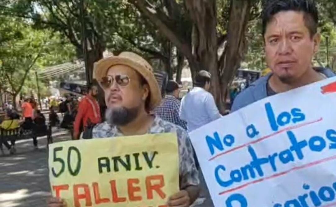 Se deslindan 24 maestros de conflicto en Taller Tamayo; dos inconformes protestan en zócalo de Oaxaca. Foto: Especial