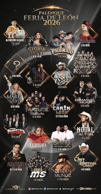 Cartelera musical de la Feria de León. Foto: Palenque León
