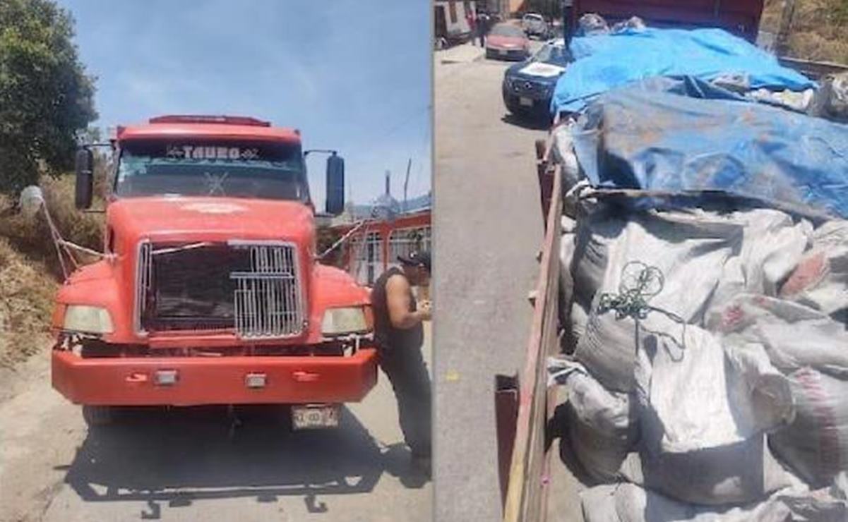 Decomisan en Oaxaca camión con 20 toneladas de mineral extraído ilegalmente de mina de Capulálpam. Fotos: Especiales