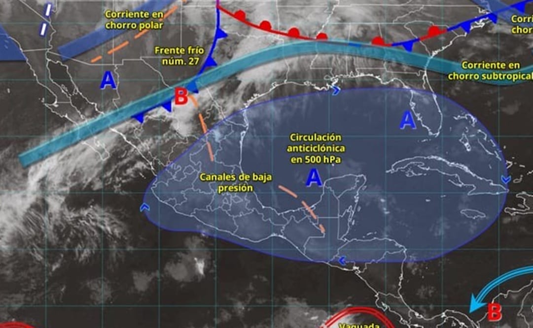 Frente frío 27 impactará diferentes estados del país. Imagen: Conagua