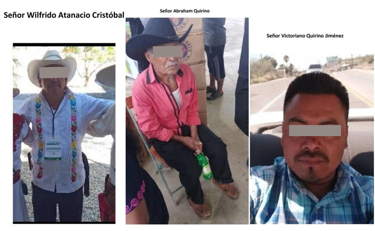 Esposas de los asesinados en Oaxaca piden apoyo para recuperar los cuerpos bloqueados por un grupo armado. Foto: Especial.