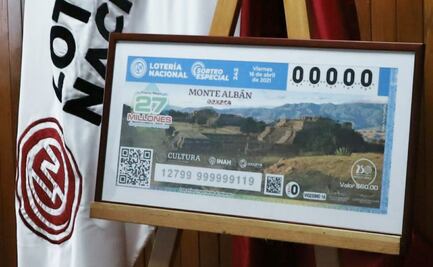 Reconocen y difunden la grandeza de la zona arqueológica de Monte Albán en un billete de la Lotería Nacional