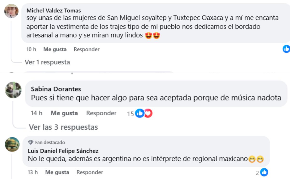 Comentarios de la foto de Ángela Aguilar. Fotos: capturas de pantalla