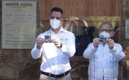 Dan Murat y titular del INAH banderazo a reapertura de la zona arqueológica de Monte Albán