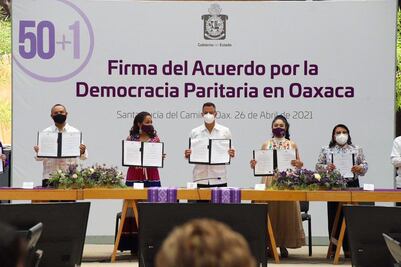 Firman Murat y Colectivo Nacional de Mujeres Acuerdo por la Democracia Paritaria en Oaxaca