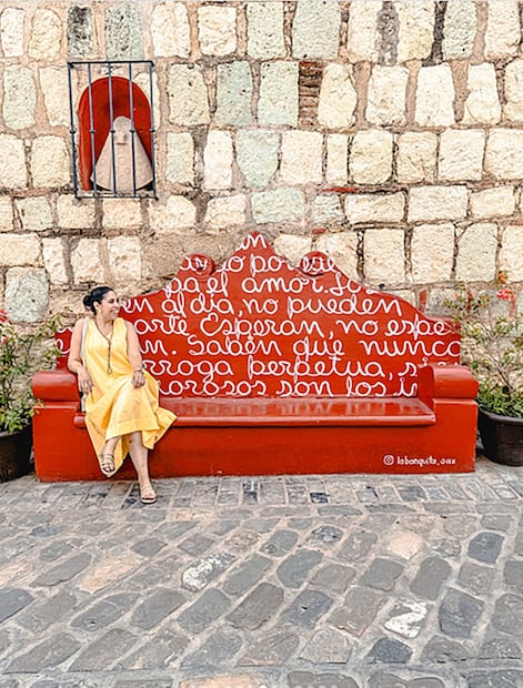 La banquita más famosa de Oaxaca. Foto: IG@viajeralocalmx
