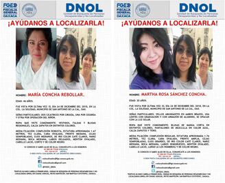 Anuncian marcha para exigir la aparición con vida de María Concha y su hija