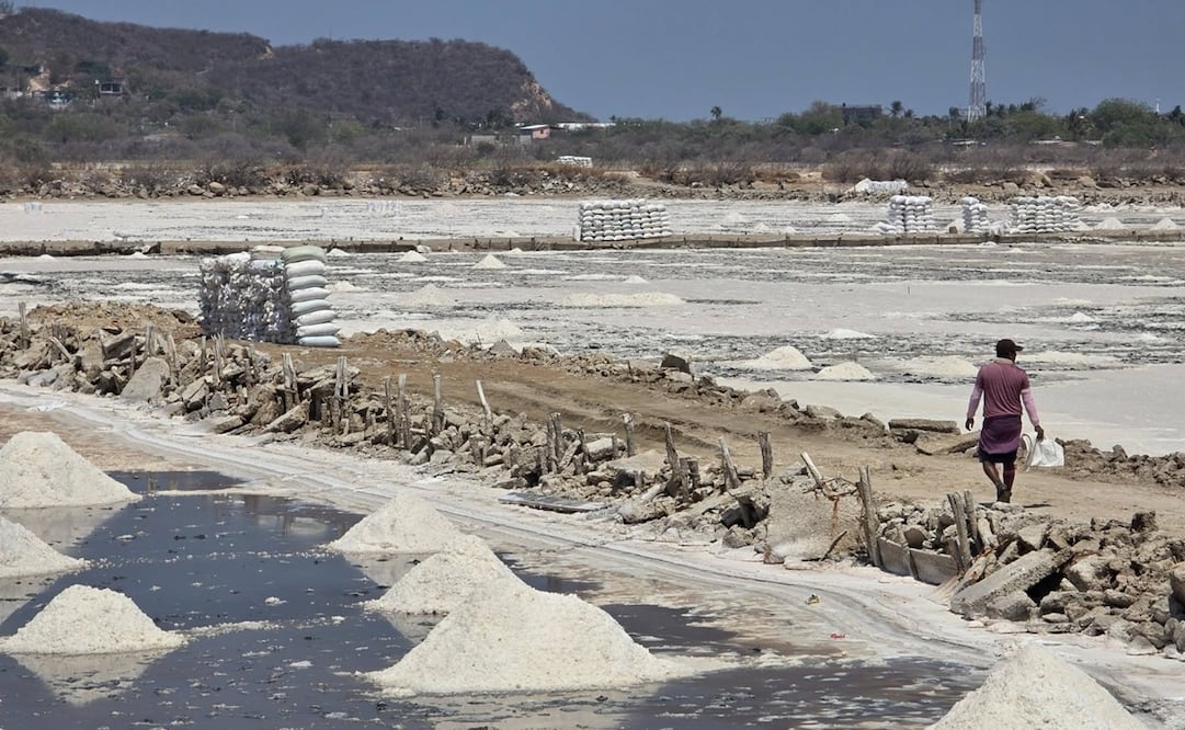 Mar de fondo afecta producción de sal en Salinas del Marqués, Oaxaca. Foto: Especial
