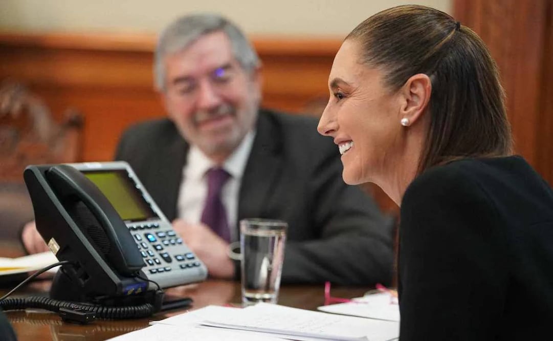 La presidenta Claudia Sheinbaum durante la llamada con el presidente de Estados Unidos, Donald Trump, este 29 de enero del 2026. Foto: Tomada de la cuenta de X de @Claudiashein