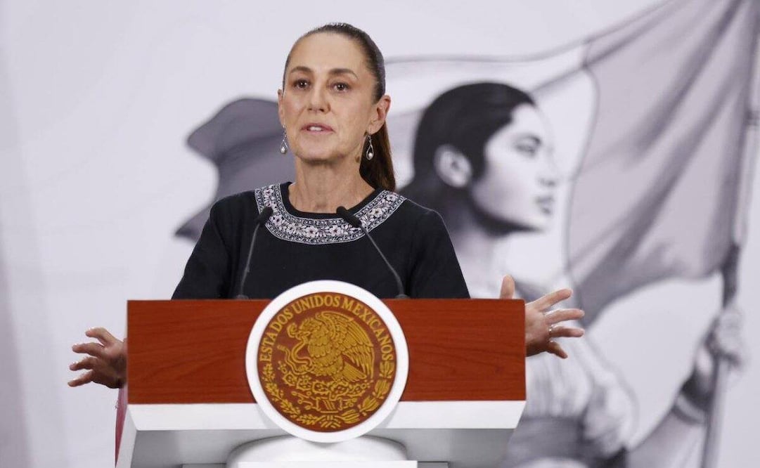 La presidenta Claudia Sheinbaum durante la “Mañanera del Pueblo” en Palacio Nacional este 7 de mayo de 2026. Foto: Diego Simón Sánchez/ EL UNIVERSAL