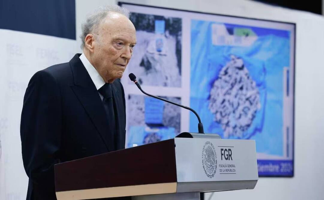 Alejandro Gertz Manero, titular de la FGR, en conferencia este 29 de abril del 2025. Foto: Diego Simón / EL UNIVERSAL