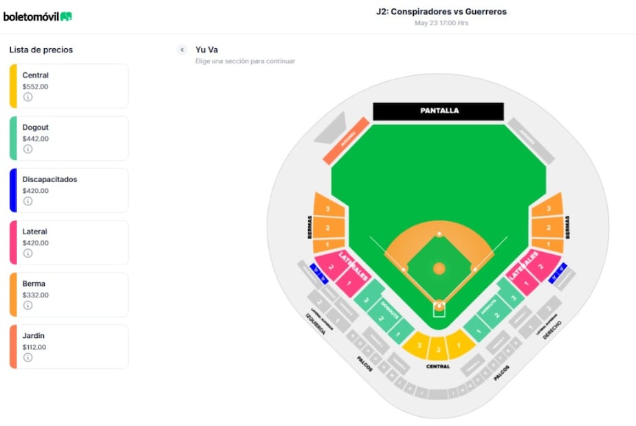 Costo de los boletos para el partido inaugural en el estadio YuVa. Foto: captura en boletomovil.com