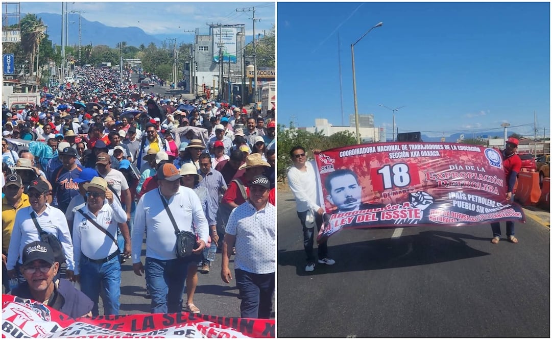 Marcha de la Sección 22 en Salina Cruz, Oaxaca. Fotos: Especiales