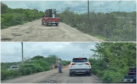 Obra carretera, de 14 millones de pesos, en el Istmo de Oaxaca no soporta las primeras lluvias