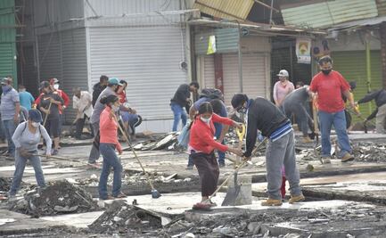 Acondicionan zona temporal para comerciantes de la Central de Abasto afectados por el incendio