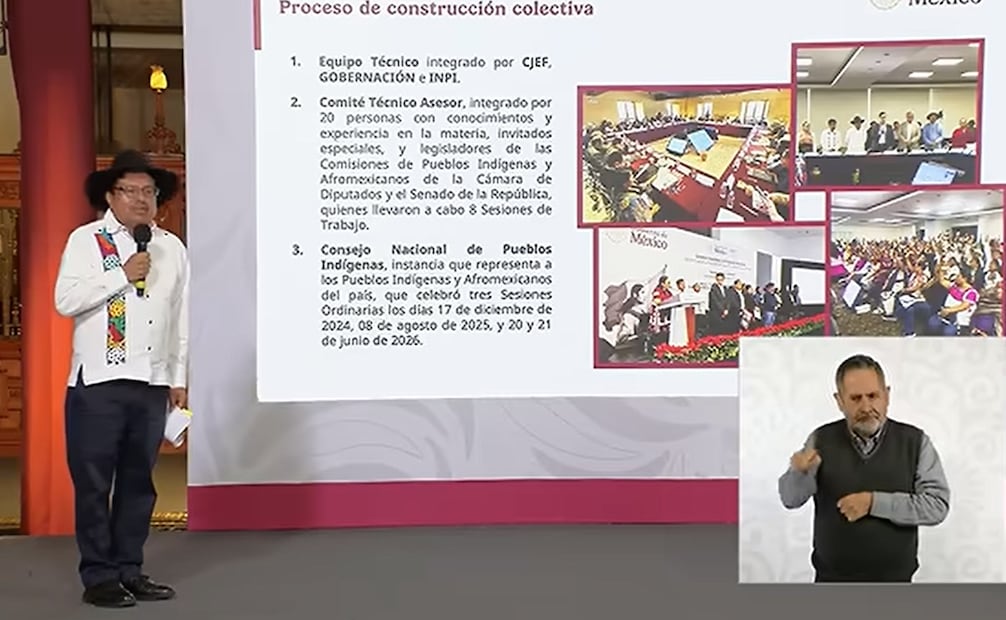 Adelfo Regino, Director General del Instituto Nacional de Pueblos Indígenas (INPI), en la Mañanera del Pueblo del 29 de junio del 2026. Foto: Captura de video