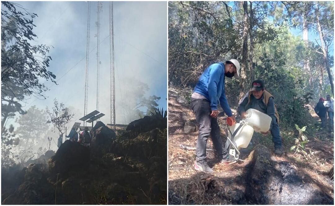Pobladores de Yucuhiti, Oaxaca, piden auxilio para sofocar incendio forestal fuera de control. Fotos: Especiales