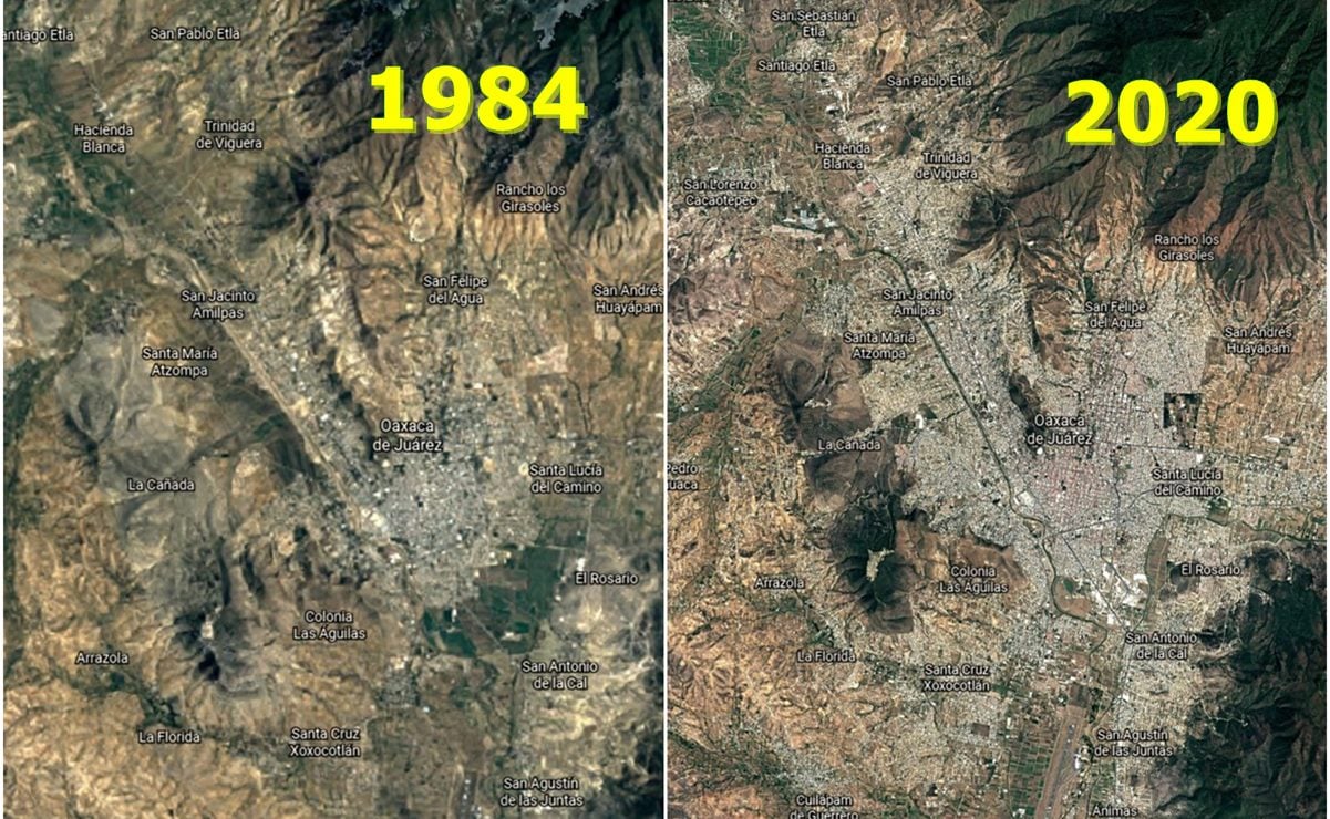 Con FOTOS satelitales, Google muestra transformación de Oaxaca de Juárez en 36 años