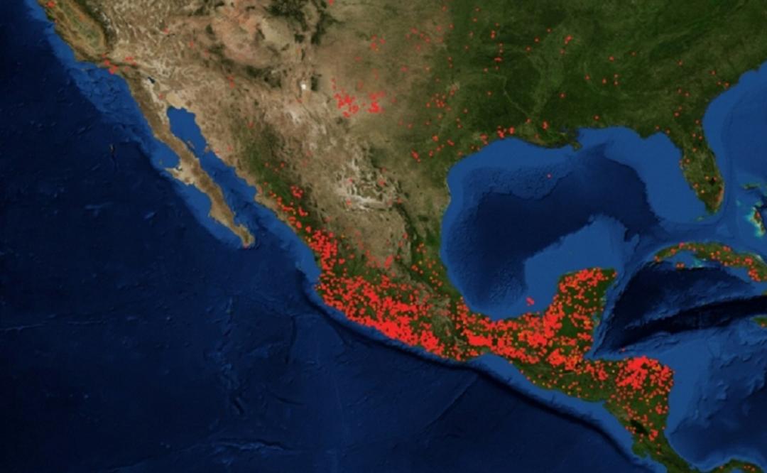 El sur de México, con mayor presencia de fuego.