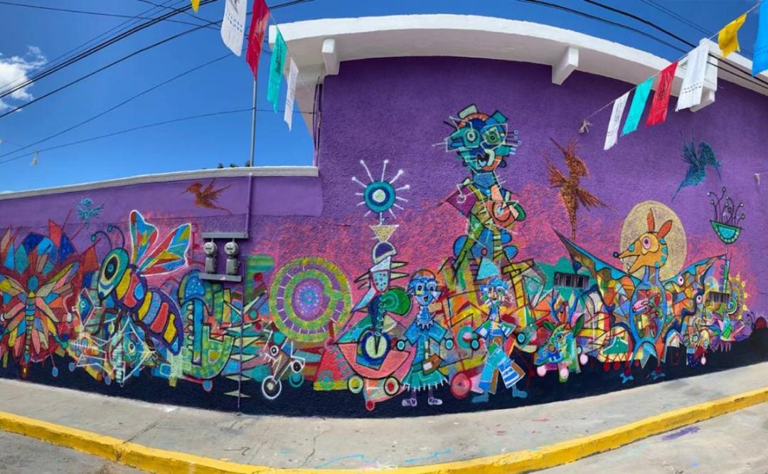 Con esfuerzo de artistas y vecinos, nace un andador de arte mural en el corazón de Tlaxiaco
