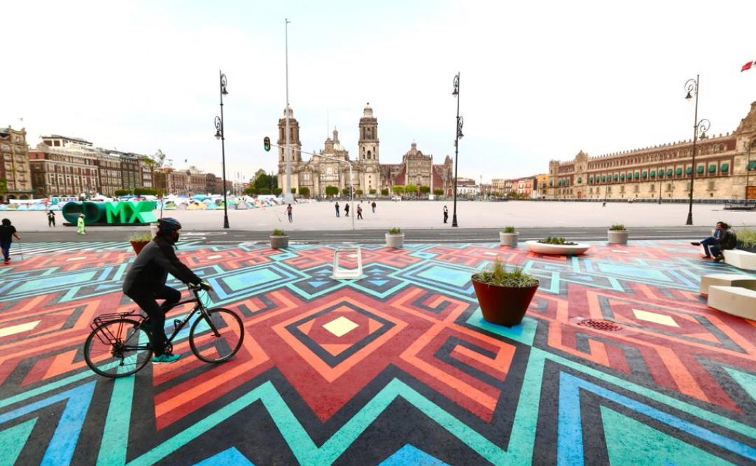 Inspirado en tejidos oaxaqueños, así es el nuevo paso peatonal en el Zócalo de la CDMX