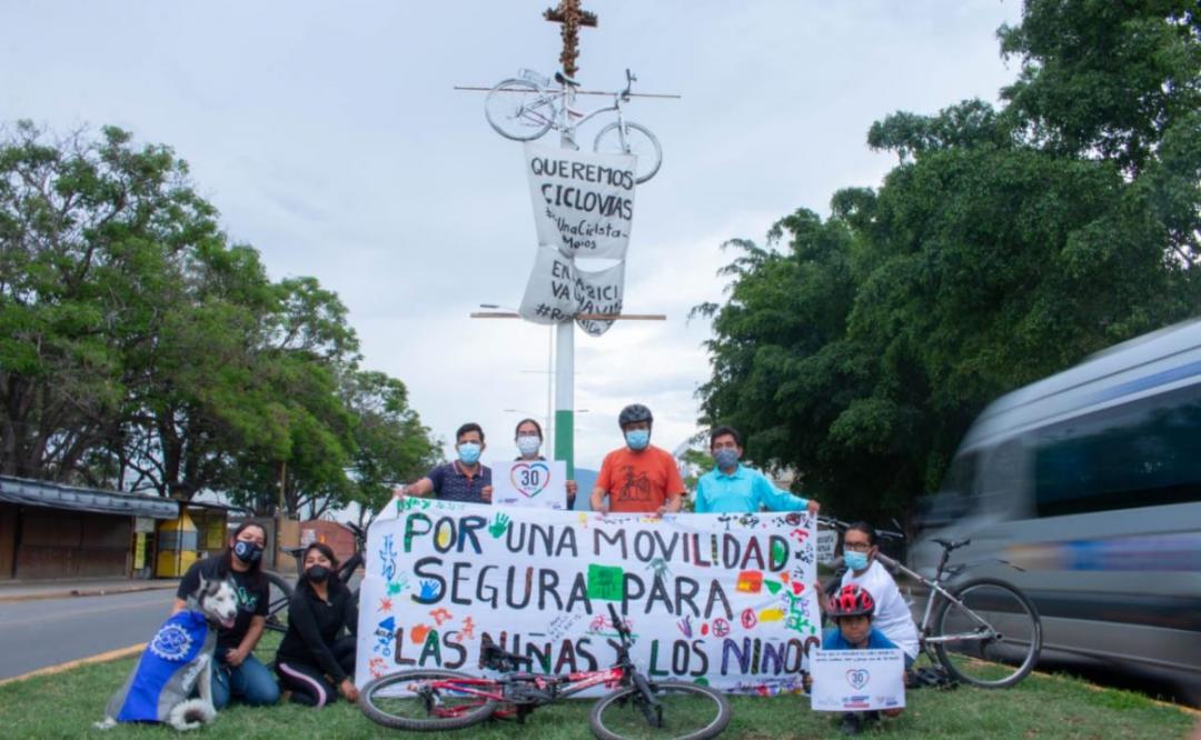 En Oaxaca se pedalea por justicia y por derechos para ciclistas; han muerto atropellados 3 en 2021