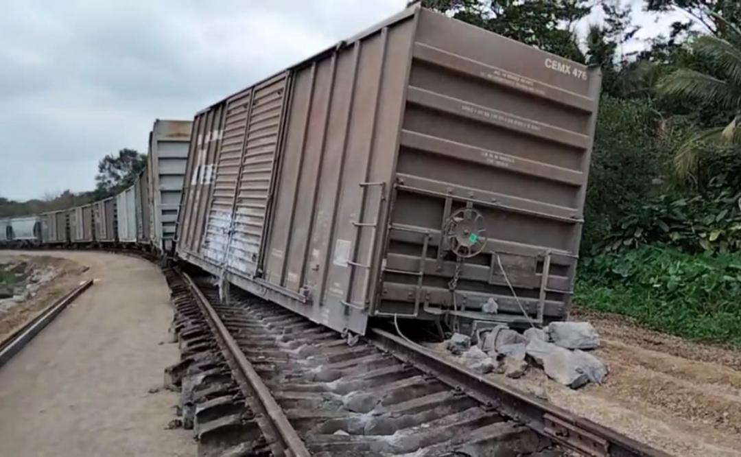 Descarrila tren en Palomares, en el Istmo; se registran pérdidas materiales