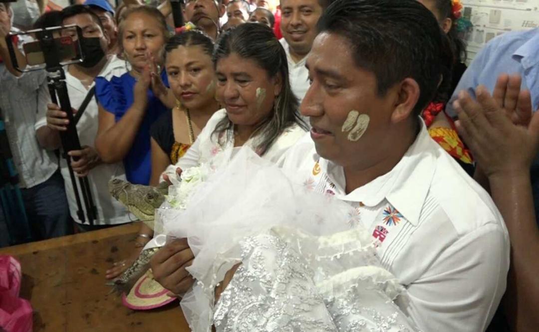 Se casa edil de Huamelula, Oaxaca, con la Princesa Lagarto, como parte de ritual chontal e ikoots