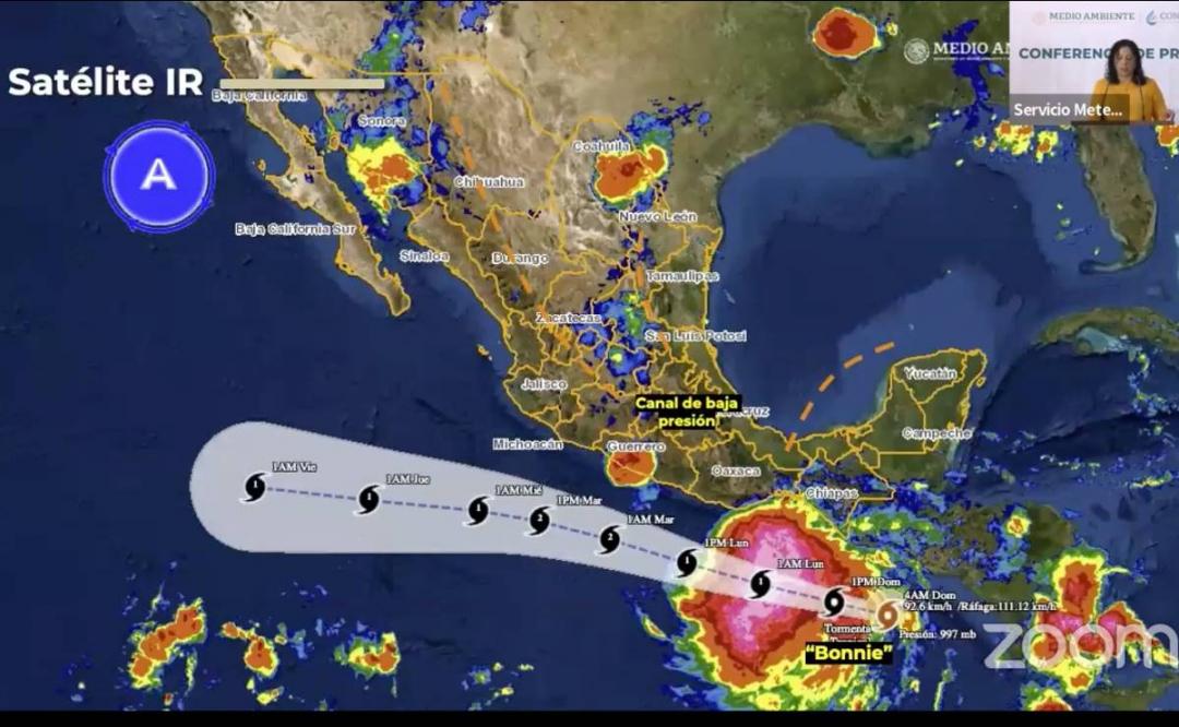 Traerá ciclón tropical Bonnie lluvias fuertes y tormentas en cuatro regiones de Oaxaca