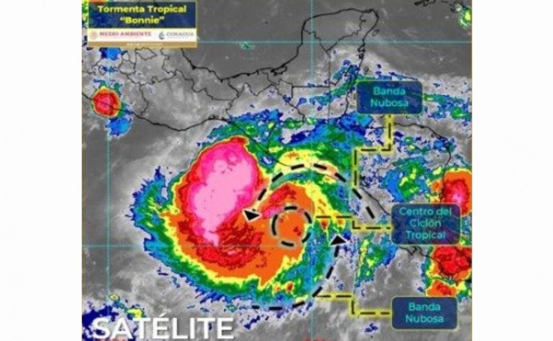 Tormenta tropical Bonnie provocará lluvias intensas en Chiapas, Oaxaca y Veracruz