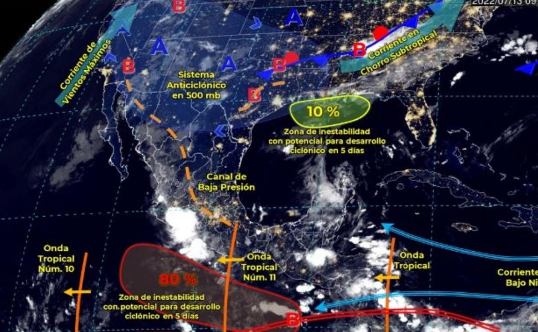 Onda tropical 11 provocará lluvias intensas en Oaxaca, Chiapas y Veracruz