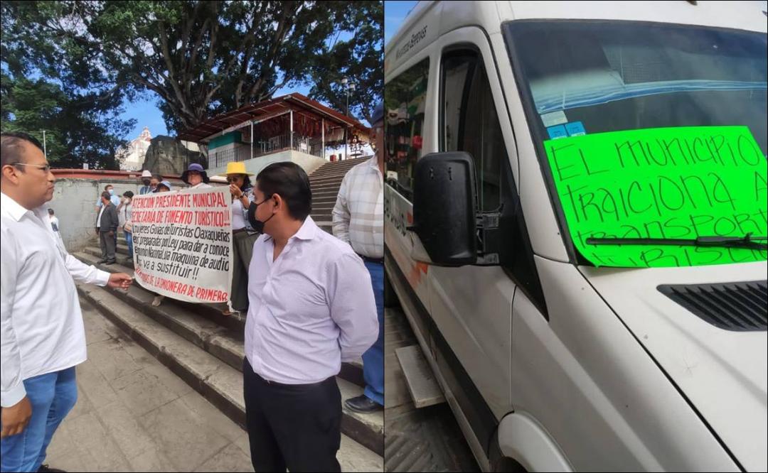 Transportistas protestan contra proyecto de rutas turísticas del gobierno de Oaxaca de Juárez y ADO