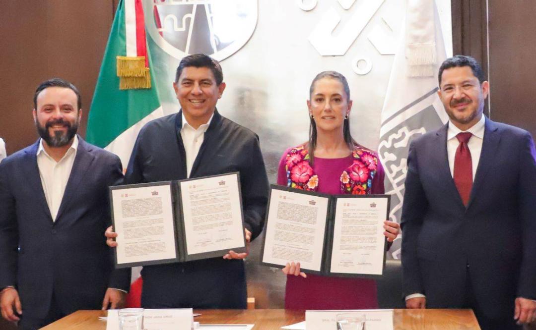 Jara y Sheinbaum firman convenio para la digitalización de los servicios públicos en Oaxaca