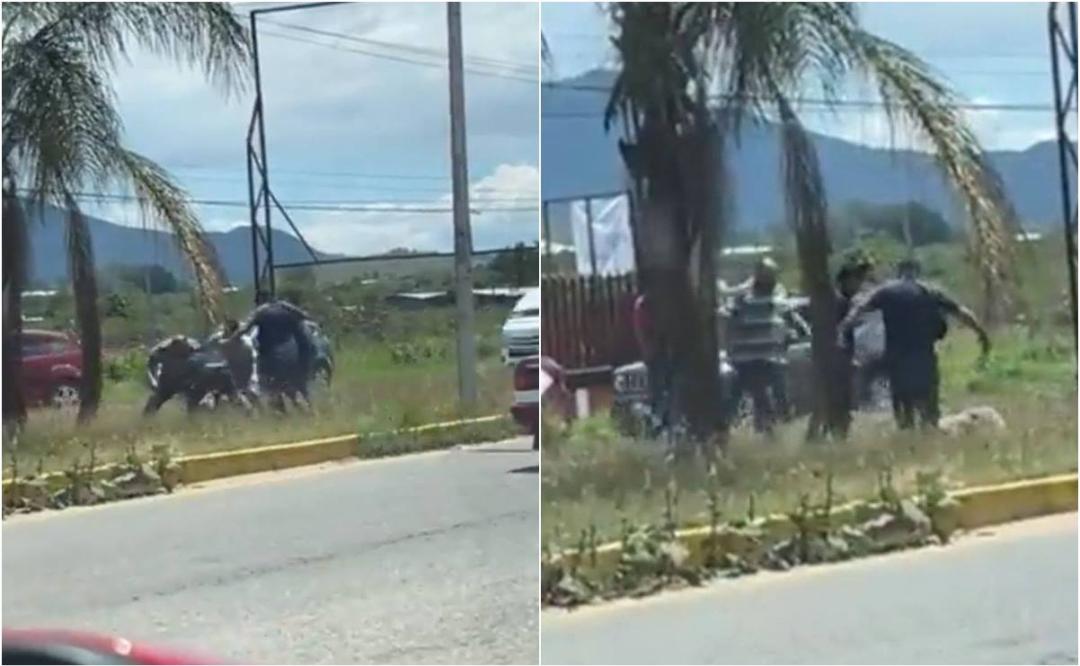 VIDEO. Taxistas foráneos golpean a sujeto con palos y patadas; Semovi Oaxaca pide ayuda para identificarlos