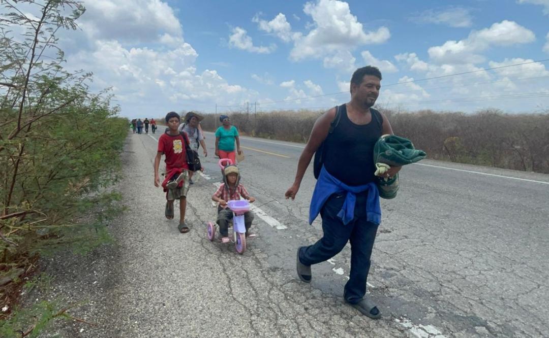 Hambre, calor y sed doblegan a la “Caravana de los Niños” en su paso por territorio de Oaxaca