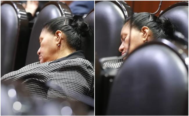 Diputada de Oaxaca se duerme en plena sesi&oacute;n en San L&aacute;zaro; &quot;se me baj&oacute; la presi&oacute;n&quot;, justifica