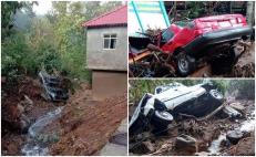 Lluvias en Oaxaca desbordan arroyo en Clavellinas, Zimatlán, y arrastra a seis vehículos