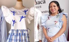 Diseñador de Oaxaca señala a Nancy Benítez, diputada de Morena, por portar traje que plagia su trabajo