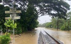 Se inunda en Mogoñé un kilómetro de vía del Tren Transístmico tras fuertes lluvias en Oaxaca