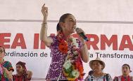 Arropan 2 mil a Sheinbaum en Tuxtepec, Oaxaca, primer municipio que recorre para buscar la Presidencia