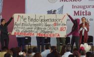 &quot;Hoy termina mi lucha&quot;: Mar&iacute;a Elena R&iacute;os irrumpe en acto de Sheinbaum en Oaxaca; acusa a Jara de liberar a su agresor